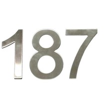 Stick-On House Numbers - No 187 - Stainless Steel - 10cm - Door, Fence, Gate