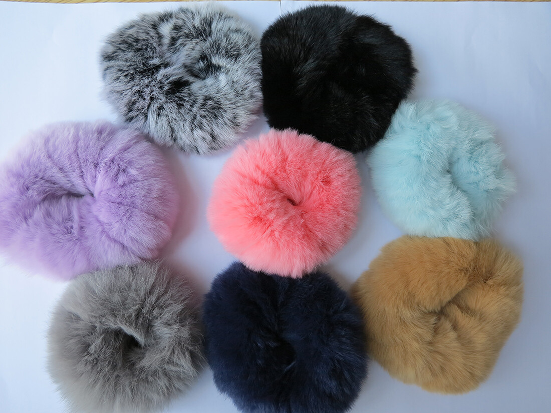 8pcs of real rabbit fur hair scrunchies ponytail holder 8pcs of real rabbit fur hair scrunchies ponytail holder