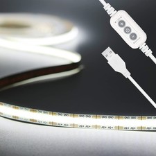 5V USB LED Strip Light 6.56ft/2m, 640LEDs 1200lm Dimmable COB LED Strip 6000K...