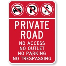 Private Road No Parking Aluminum Weatherproof Sign c01417