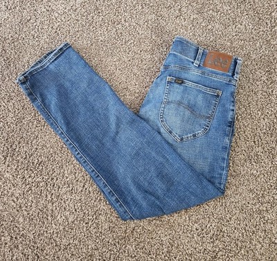 Lee Men s Blue Jeans, Extreme Motion, Straight Fit, Tapered Legs, Size 32 X 30