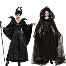 Halloween women Horned Evil Queen Halloween Costume Gothic Witch Cosplay Dress