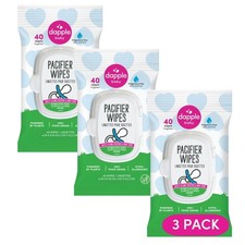 Dapple Pacifier Wipes, for Baby and Toddlers, Diaper Bag 40 Count Pack of 3 
