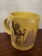 Yellow Ceramic Smokey The Bear Coffee Mug Pre...