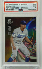 2018 Bowman Platinum #22 Gavin Lux ORANGE  Serial #5/25 - PSA 7