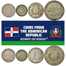 Dominican Republic | 4 Coin Set | 5 10 25 Centavos 1/2 Peso | 1983 - 1987