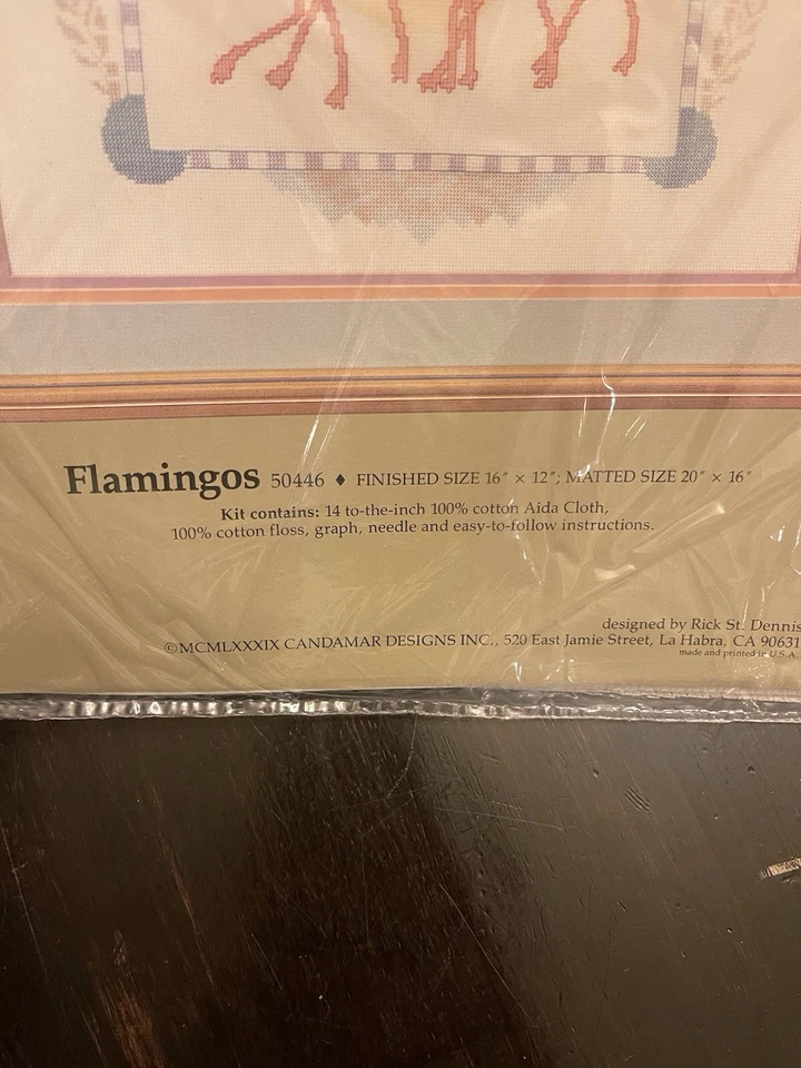 Kit Punto de Cruz Something Special Vintage “Flamingos” 16x12 Nuevo  Foto 4 de 4