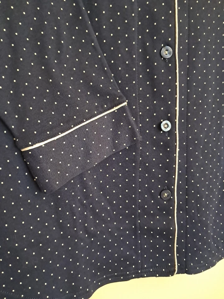 NUEVO SIN ETIQUETAS Karen Neuburger Camisón Manga 3/4 Azul y Blanco Lunares Talla XL Lujo Foto 4 de 4