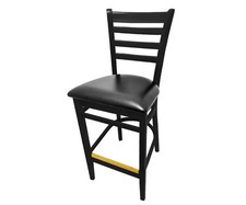 Oak Street Manufacturing Ladder Back Wood Bar Stool w/ Black Finish  Vinyl Seat