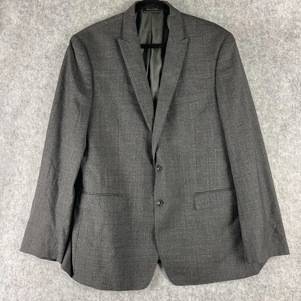 Костюм шерстяной Calvin Klein из 2 предметов серый экстремально приталенный блейзер 44R брюки 36x30 - Изображение 2 из 4