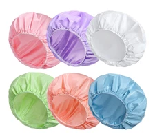 6 PCS Shower Caps for Women, Double Side Waterproof Shower Cap, Reusable Elastic