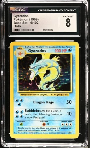 Gyarados 6/102 Pokemon 1999 Base Set 6/102 Holo CGC 8 NM/MINT