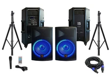 MR DJ PBX4500PKG -15" 2-Way PA DJ 4500W Active Powered Bluetooth Karaoke Speaker