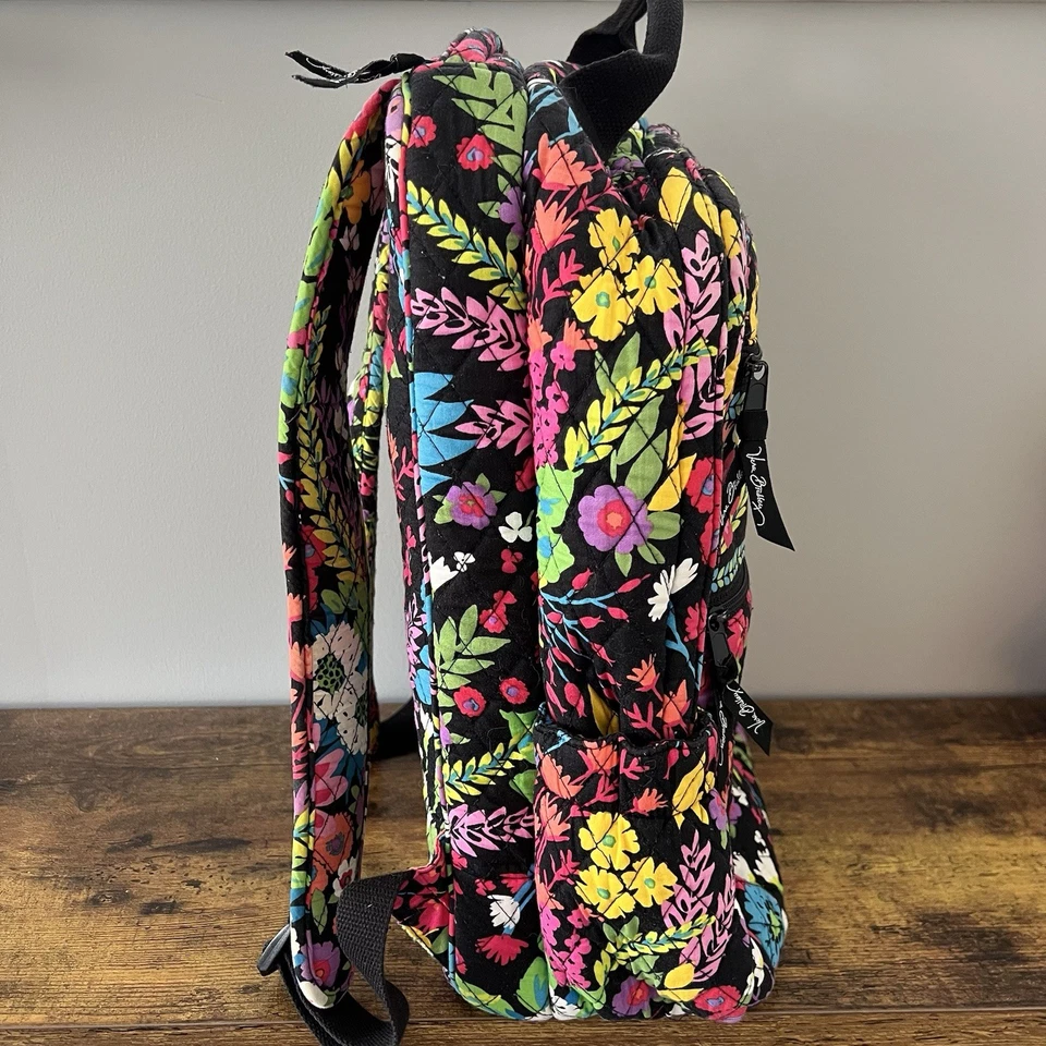 Vera Bradley Field Flowers Floral Quilted Campus Large Backpack Padded Laptop - Image 3 of 4