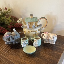 Vtg Precious Moments Noah's Ark Mini Tea Set 1996 Miniature Enesco