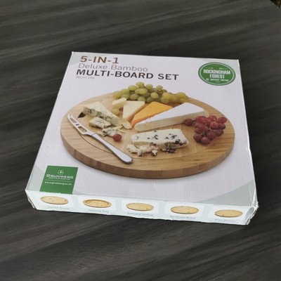 GRUNWERG, SHEFFIELD, 5 IN 1 DELUXE BAMBUS MULTI BOARD SET 36 CM DURCHMESSER