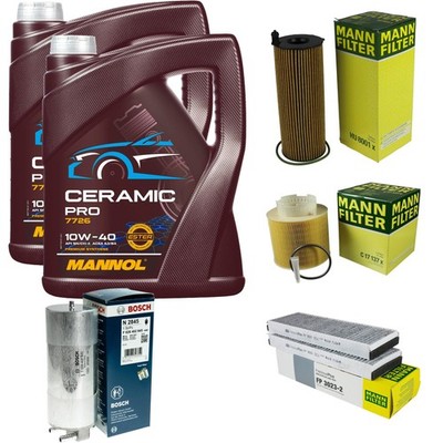 MANN Inspektionspaket 10L MANNOL Ceramic Pro 10W-40 für Audi A6 Allroad 4FH C6