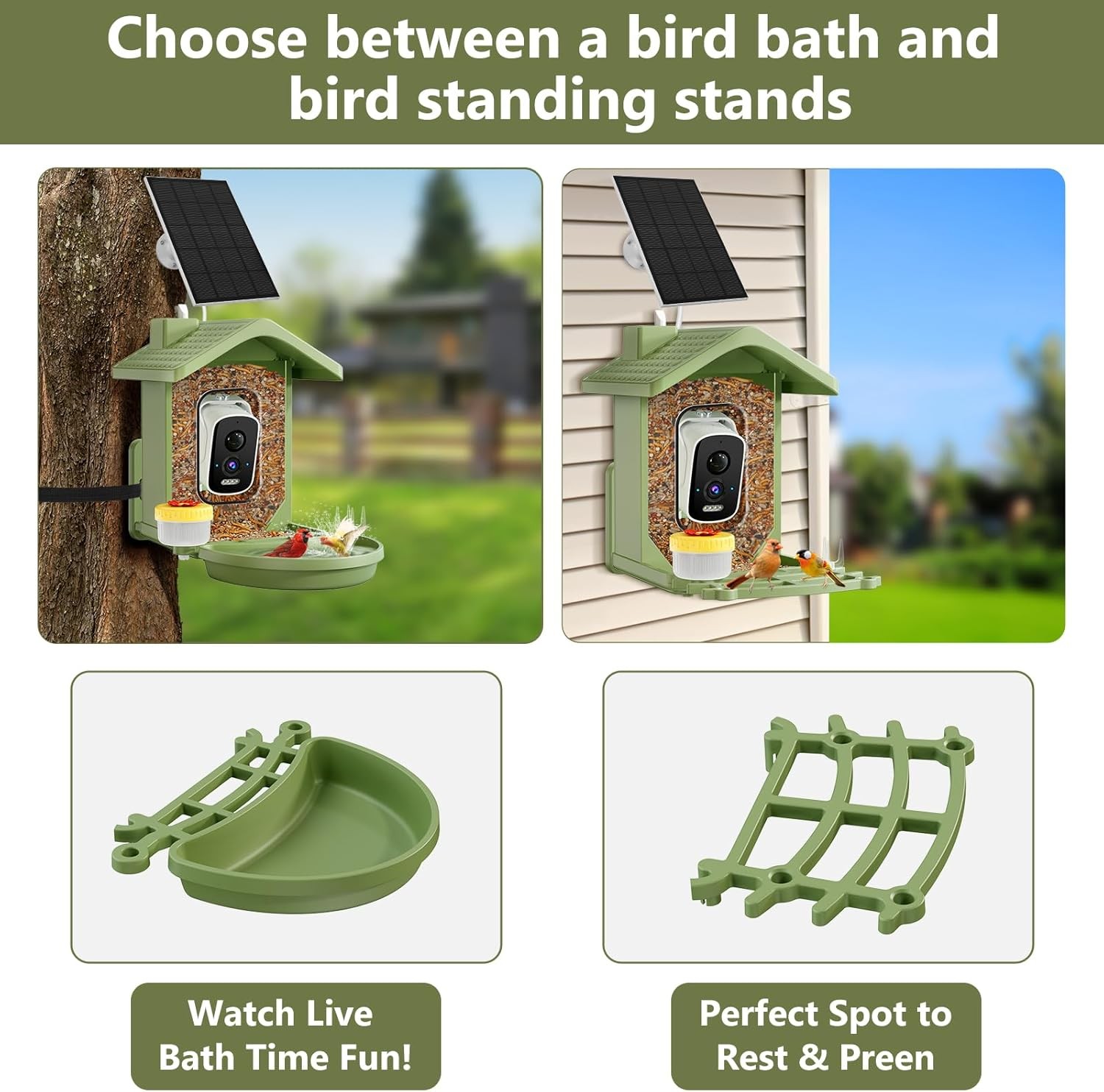 Smart Bird Feeder with Camera Solar Powered, AI Birds Species Identification, 2.