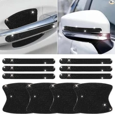 10 PCS Bling Car Door Handle Protector, Shiny Crystal Rhinestone Black