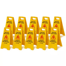 24 In. Yellow Multi-Lingual Caution Wet Floor Sign 10-Pack 