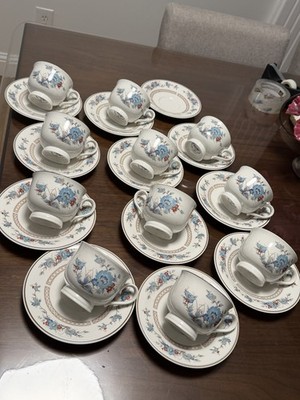 Noritake Versatone BLEUFLEUR B319W30 CUP & SAUCER-11 Sets And  1 Sauser 