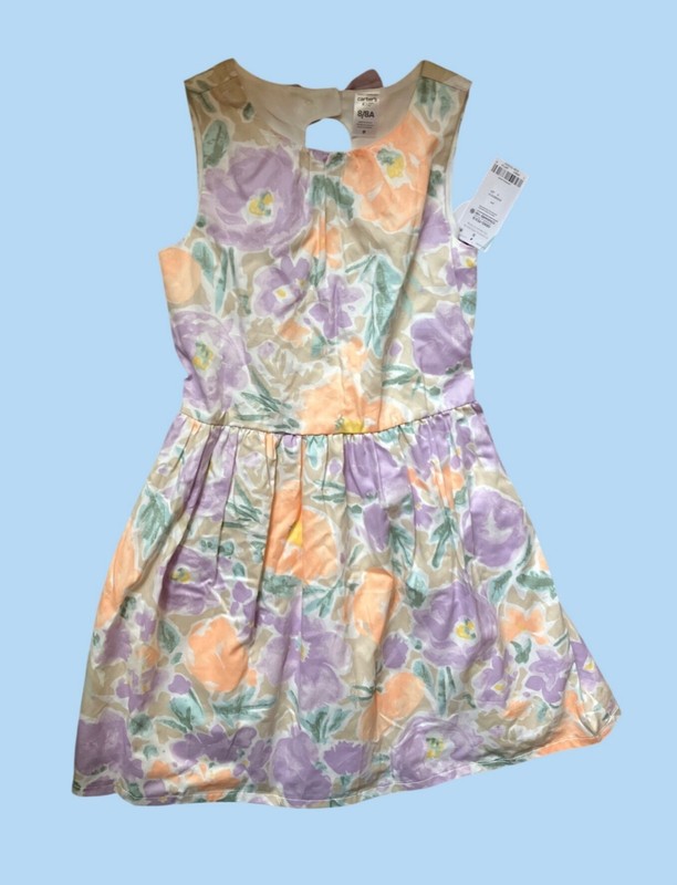 Carters Kid Girls Floral Sleeveless Dress Size 8A Pastel Colors Spring Summer