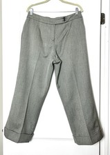 Vtg Harve Benard Herringbone Wool Dress Pants 12P Wool Light Gray Lined Wide Leg