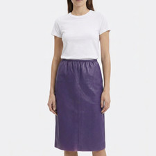 Prada - Violet Leather A-Line Skirt