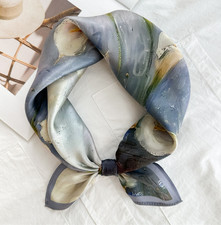 100 Mulberry Silk Shawl Scarf Neckerchief 53X53cm Bandana flower Print Wrap new