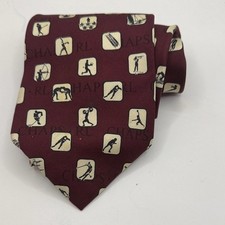 Chaps Maroon Graphic Men's Tie Made in USA 56  X 4  EUC