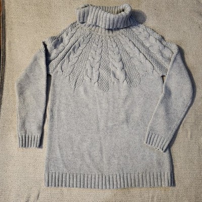 Seasalt cornwall sweater Chunky Knit Turtleneck Gray Sz 6 Cotton Wool Blend