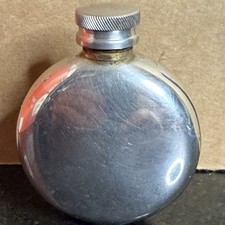 Vintage Small Pewter Flask Made In England Marked S.R Pewter 2 1/2 Tall