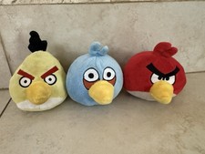Angry Birds 3 Pack Rare Stuffies Plush Red Blue Yellow