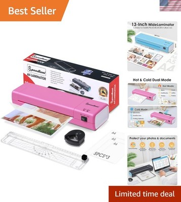 Compact 4 in 1 Laminator Machine with Trimmer - Hot & Cold Functionality in Pink