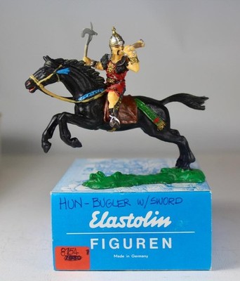 ELASTOLIN PLASTIC 70mm Mongol Horde  Hun wAxe and Battle Horn #8754 wBox