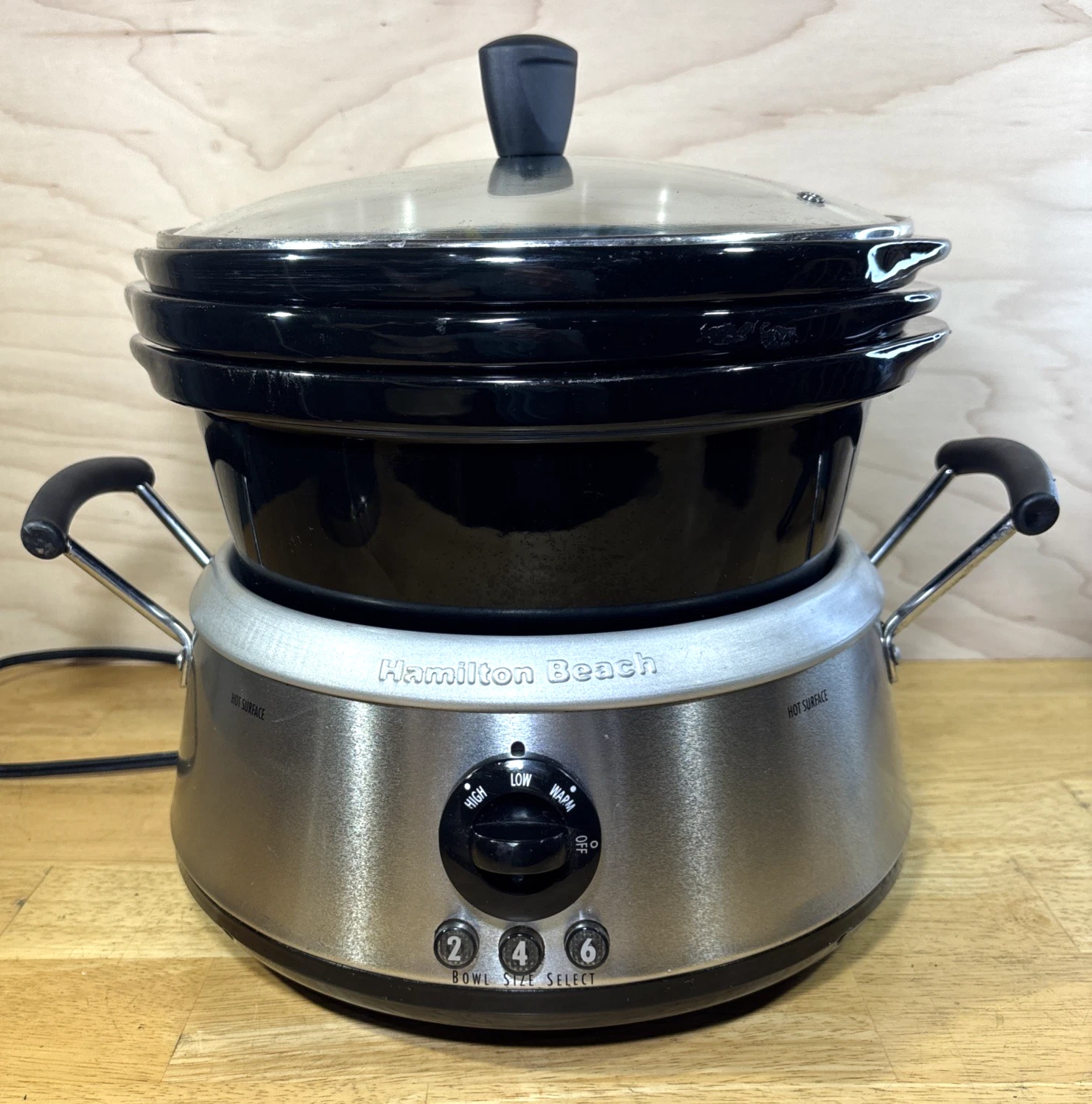 VTG Hamilton Beach 3-in-1 Slow Cooker Model 33135 w Black Crock Pots 2/4/6 Quart