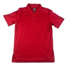 The North Face Polo Shirt Mens Medium Red Flashdry Short Sleeve Outdoor Hiking