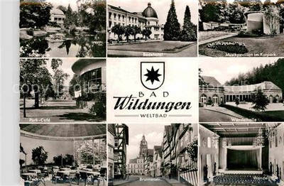 Bad Wildungen Fackelteich Parkcafe Badehotel Musikpavillon Kurpark Wandelhalle B