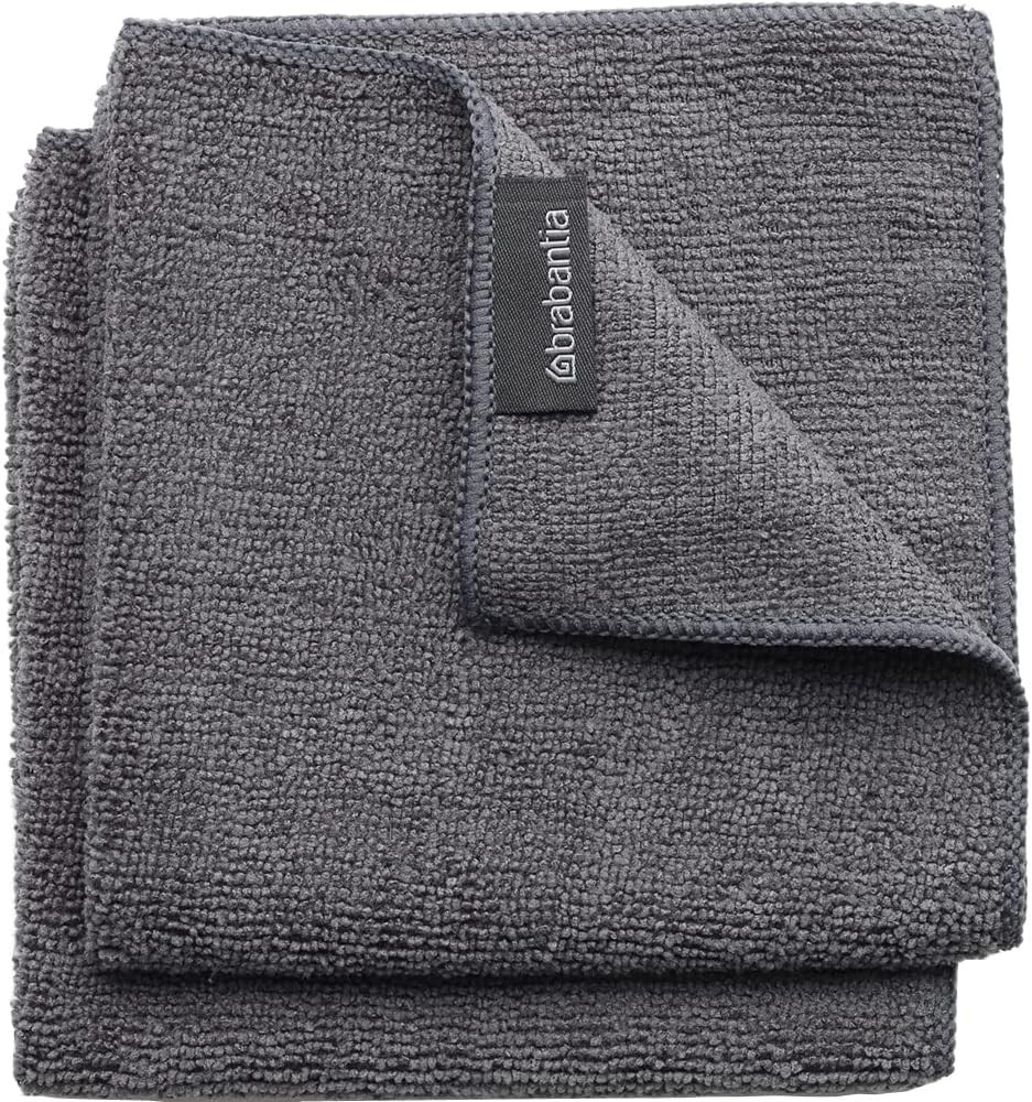 Brabantia Microfibre Cleaning Cloths 2-Pack 30x30cm Dark Grey Lint-Free