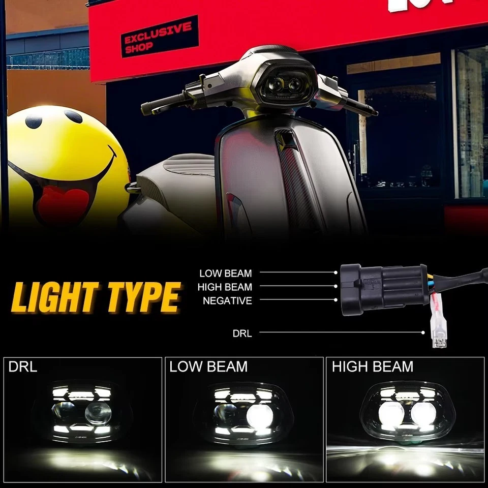 Faro LED E24 con DRL para Vespa Sprint 150 125 50 2016-2025 Elettrica 2023-25 Foto 2 de 4