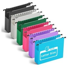 Extra Capacity Plastic Hanging File Folders Letter 6 Pack Multicolor