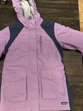 Lands End Grow-A-Long Winter Jacket Girls Size Medium Purple Waterproof Hooded