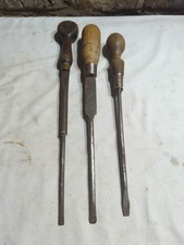 3 Vintage Large Flat Head Screwdrivers (Marples, Stanley & Other)