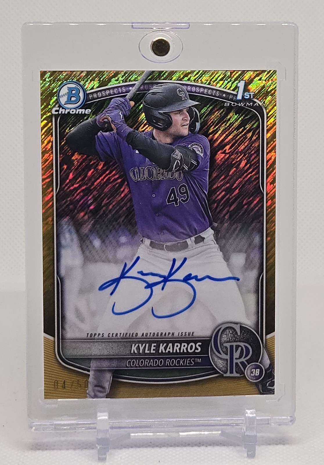 2025 Bowman Chrome - Kyle Karros 1st Bowman Auto GOLD Shimmer #d 04/50 - Rockies