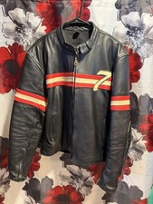 Frank Thomas Cafe Racer Leather Motorcycle Jacket Mens XL Black Racing