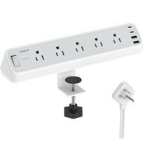 Desk Clamp Power Strip Surge Protector Desk Charging Station 5 Outlet W/ 4USB PO
