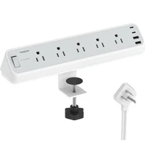 Desk Clamp Power Strip Surge Protector Desk Charging Station 5 Outlet W/ 4USB PO