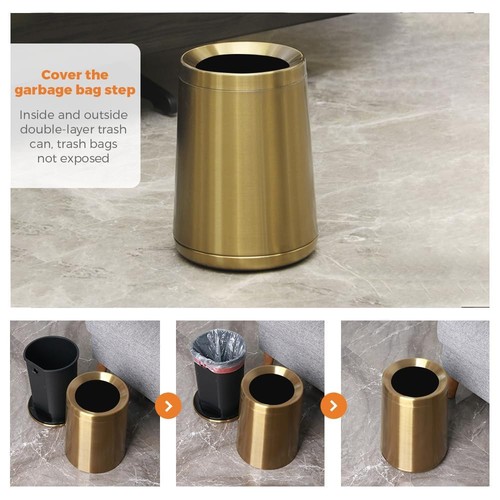 8L/2,1GAL Gebürstetes Gold Badezimmer Abfalleimer, Klein Gold Badezimmer Abfalleimer, Oe... - Bild 4 von 8