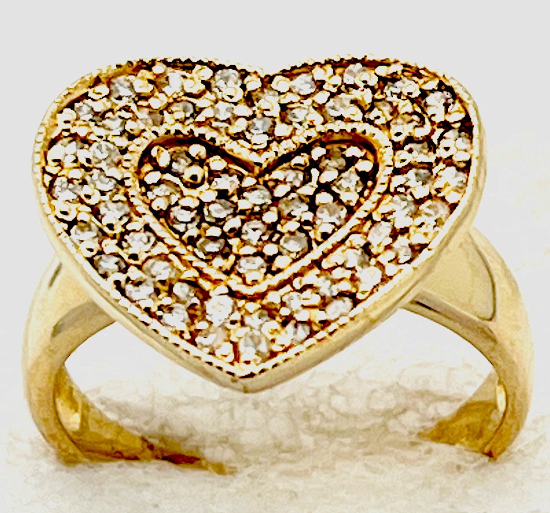 DaneCraft 24KT Gold Over Sterling 4.5 Gram 65 CZ Heart In Heart