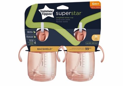 Tommee Tippee Superstar Training Cup, 10oz., 6M+, Straw Cup - 2 Pack